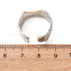 ツートンカラーの304ステンレススチール製カフオープンリング  ゴールデン·ステンレス鋼色  9.5mm  内径：18mm&nbsp;SA-CBA751F-06GP