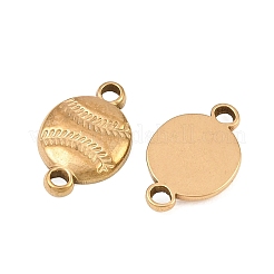 304ステンレススチール製スポーツボールリンクコネクターチャーム  ゴールドカラー  野球  12x8x1.7mm  穴：1.6mm&nbsp;STAS-Z203-10G-02