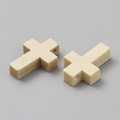 未完成の木製ビーズ  クロス  トップ掘削  湯通しアーモンド  21.5x14.5x4.5mm  穴：2.5mm&nbsp;DIY-WH20007-305