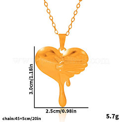 304ステンレススチール製、女性用ハートペンダントネックレス  18KGP本金メッキ  17.72インチ（45cm）&nbsp;MY3477-2