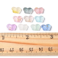 400個10色透明アクリルビーズ  金色の箔付き  蝶  ミックスカラー  7.5x10x3.5mm  穴：1.5mm  穴：1.5mm  40個/カラー&nbsp;OACR-FS0004-08