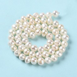 天然養殖淡水パールビーズ連売り  ラウンド  グレード3 A  ホワイトスモーク  6~7x6~7mm  穴：0.6mm  約59個/連  14.25~14.37インチ（36.2~36.5cm）&nbsp;PEAR-E018-74