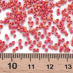 つや消しガラスシリンダービーズ  シードビーズ  不透明な色の虹  丸い穴  レッド  1.5~2x1~2mm  穴：0.8mm  約8000個/袋  約1ポンド/バッグ&nbsp;SEED-S047-O-003