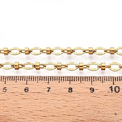 304ステンレススチールテクスチャーオーバルリンクチェーン  ハンダ付け  スプールで  イオンプレーティング（ip）  列で  18KGP本金メッキ  6.5x4.5x0.8mm  約32.81フィート（10m）/ロール&nbsp;CHS-N005-06C-G