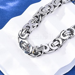 304ステンレススチール製ビザンチンチェーンブレスレット、女性・男性用  ステンレス鋼色  8-5/8~9-1/8インチ（21.8~23.2cm）&nbsp;BJEW-R018-22P-01