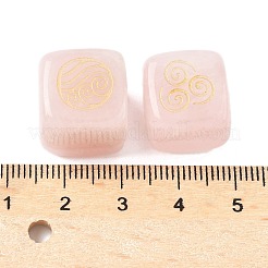 4個 4スタイル 天然ローズクォーツディスプレイデコレーション  置物家の装飾  治癒のためのレイキエネルギーストーン  空気のシンボルが描かれた立方体  火災  水と土の要素  15.5x15x15mm  1個/スタイル&nbsp;G-F786-03A-04