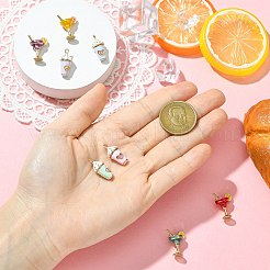 カクテル/アイスクリーム合金エナメルペンダント8個、8スタイル  ゴールドカラー  ミックスカラー  18.5~20x14.5~19.5x9.5~19.5mm  穴：1.4~1.5mm  1個/スタイル&nbsp;ENAM-CJ0007-37