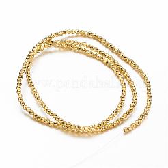 非磁性合成ヘマタイトビーズ連売り  グレードA  多面カット  ラウンド  黄金メッキ  2mm  穴：0.6mm  約196個/連  15.7インチ&nbsp;G-P218-26-G