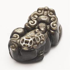 天然な金色の光沢のオブシディアンのリンク  パイ秀  37x23.5x15mm  穴：1.5mm&nbsp;G-G660-23