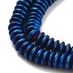 電気めっき合成非磁性ヘマタイト ビーズ 連売り  ソーサービーズ  ブルーメッキ  4~4.5x1.5mm  穴：1mm  約258個/連  16.14''（41センチメートル）&nbsp;G-P545-A01-01D