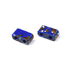 2穴不透明ガラスシードビーズ  アンティークスタイル  長方形  ミディアムブルー  4.5~5.5x2~2.5x2mm  穴：0.5~0.8mm&nbsp;LS-SEED-N004-002-A01