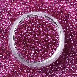 ガラスシードビーズ  機械刺繍に適合  銀並ぶ  ラウンド  赤ミディアム紫  2.5x1.5mm  穴：1mm  約20000個/袋&nbsp;SEED-S042-04A-03