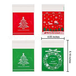400個4スタイル粘着性のクリスマスキャンディーバッグ  プラスチックバッグ  クッキーキャンディーチョコレートパーティーギフト用品  混合模様  ミックスカラー  132x103mm&nbsp;JX059A