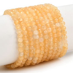 天然石トパーズ翡翠ビーズ連売り  多面カット  ラウンド  4mm  穴：0.7mm  約96~98個/連  15.12''~15.35