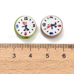 10個のプリント不透明アクリルビーズ  男の子の時計  ミックスカラー  13x14x7mm  穴：4mm&nbsp;AC-CBA36B6-05