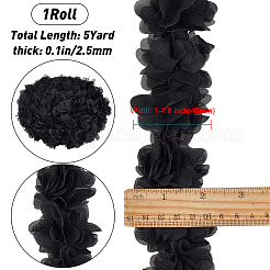 3dシフォンレーストリム  装飾用アップリケリボン  花  ブラック  1-7/8インチ（49mm）&nbsp;OCOR-GF0001-82