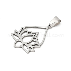 ステンレスペンダント201個  蓮  ステンレス鋼色  33.5x25x1mm  穴：8x4.5mm&nbsp;STAS-F316-36P