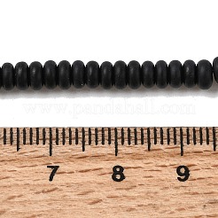 天然ブラックオニキス(染色&加熱)ビーズ連売り  艶消し  ロンデル  4x2mm  穴：0.9mm  約167~173個/連  15.16~15.35インチ（38.5~39cm）&nbsp;G-P575-A37-4x2mm