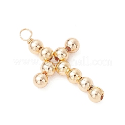 真鍮ビーズペンダント  銅のアクセサリーワイヤーを使って  クロスチャーム  18KGP本金メッキ  27x16x4mm  穴：2.5mm&nbsp;PALLOY-JF04054-01