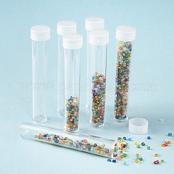 蓋付きのクリアチューブプラスチック製のビーズの容器  透明  7.6x1.35cm&nbsp;C066Y-01