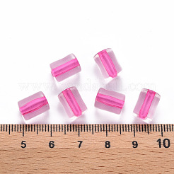 透明なアクリルビーズ  コラム  ショッキングピンク  10x7.5mm  穴：1.8mm  約950個/500g&nbsp;TACR-S154-17A-82
