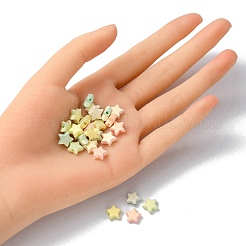 スプレー塗装されたつや消し不透明アクリルビーズ  スター  ミックスカラー  9x9.5x4mm  穴：1.8mm&nbsp;ACRP-YW0001-07