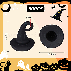 ハロウィンテーマの合金ペンダント50個  焼き付け塗料  3dマジックハット  ブラック  12x10.5mm  穴：1.7mm&nbsp;ENAM-UN0001-31