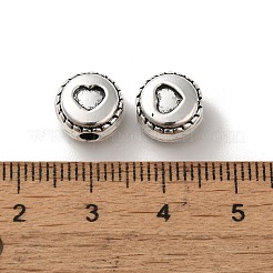 チベット風合金ビーズ  カドミウムフリー＆鉛フリー  フラットラウンド  9x10x6mm  穴：2.5mm  約515個/1000g&nbsp;PALLOY-P302-09B-AS