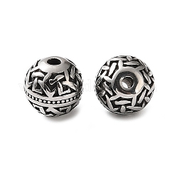 304ステンレススチールビーズ  線模様の丸  ステンレス鋼色  9~10mm  穴：1.5mm&nbsp;SA-CBA043D-01A-AS