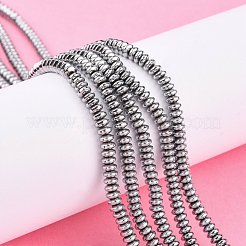非磁性合成ヘマタイトビーズ連売り  グレードA  ロンデル  プラチナメッキ  4x2mm  穴：1mm  約172個/連  16インチ&nbsp;X-G-C124-4x2mm-2