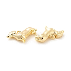 真鍮製チャーム  カドミウムフリー＆ニッケルフリー＆鉛フリー  犬チャーム  18KGP本金メッキ  10x4x16mm  穴：1.4mm&nbsp;X-KK-G447-02G