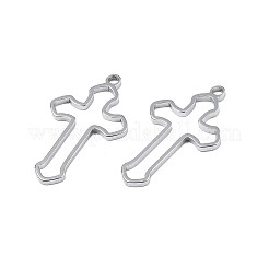 変色しない201ステンレススチールペンダント  クロス  ステンレス鋼色  29.5x17x1.5mm  穴：1.8mm&nbsp;LS-STAS-T063-165P