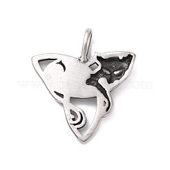 304ステンレスペンダント  キツネのトリニティノット  アンティークシルバー  48x41.5x3mm  穴：5x10mm&nbsp;STAS-J039-03AS