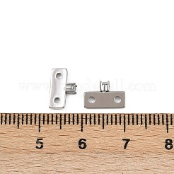 304ステンレス鋼クリスタルラインストーン長方形スペーサーバー  2ループ  ステンレス鋼色  6.5x10x2.5mm  穴：1.4mm&nbsp;STAS-F322-08P