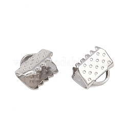 変色しにくい304ステンレススチールリボンカシメエンドパーツ  ステンレス鋼色  6x6.5mm  穴：1mm&nbsp;STAS-S047-056