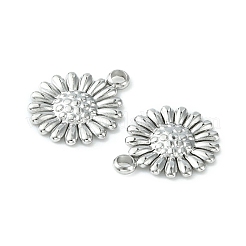 変色しない304ステンレススチールチャーム  花のチャーム  ステンレス鋼色  11.5x9.5x1.3mm  穴：1.5mm&nbsp;LS-STAS-L269-062P