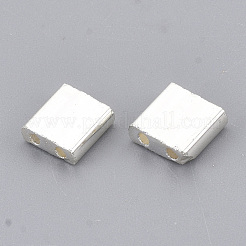 電気めっきガラスシードビーズ  2穴  長方形  銀メッキ  5x4.5~5.5x2~2.5mm  穴：0.5~0.8mm&nbsp;X-SEED-S023-20C-08