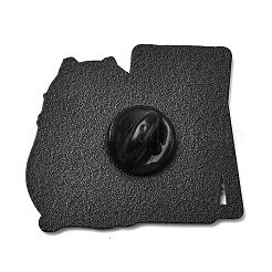 鏡面エナメルピン付き猫  バックパック用合金ラペルピンバック  グレー  30.5x33.5mm&nbsp;JEWB-I055-05EB-04