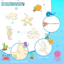 未完成の木製海洋生物の切り抜き  バリーウッド  6.2~11x4.5~10.7x0.2cm  3個/スタイル  10スタイル  30個/セット&nbsp;WOOD-CJC0010-02