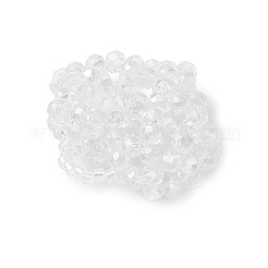 電気メッキガラスチャーム  ハート  多面カット  透明  28~29x28~29x14mm  穴：4mm&nbsp;PALLOY-MZ00829-01