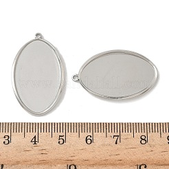 304ステンレススチールペンダントカボションセッティング  オーバル  ステンレス鋼色  トレイ：17x28mm  32.5x20x3mm  穴：1.4mm&nbsp;STAS-D127-11P