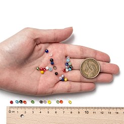 18色の電気メッキガラスビーズ  不透明なソリッドカラー  ABカラーメッキ  多面カット  ロンデル  ミックスカラー  4x3mm  穴：0.4mm  18色  200個/カラー  3600個/箱&nbsp;EGLA-X0006-03B-4mm