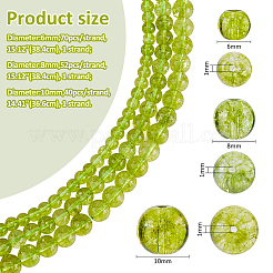 3連売り 3スタイル 天然クラックルオリーブクォーツラウンドビーズ連売り  6~10mm  穴：1mm  1連/スタイル&nbsp;G-FH0002-68