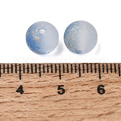 曇らされた透明なガラスビーズ  ラウンド  金箔  グラデーションカラー  コーンフラワーブルー  8.5mm  穴：1.6mm  約1369個/1000g&nbsp;GLAA-A045-04L