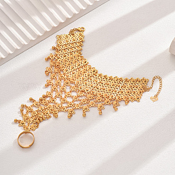 女性用ヴィンテージ高級中空花デザイン真鍮指輪ブレスレット  18KGP本金メッキ  8-1/8インチ（20.5cm）&nbsp;OT1437