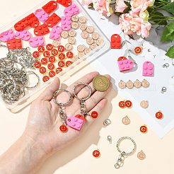 DIY フラットラウンド、文字 A～Z 合金エナメルペンダント キーホルダー作成キット  ミックスカラー  14x12x2mm  穴：1.5mm&nbsp;DIY-CJ0002-77