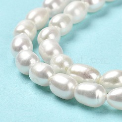 天然養殖淡水パールビーズ連売り  ライス  グレード4a+  パパイヤホイップ  6~8.5x5~5.5mm  穴：0.7mm  約52~55個/連  15.43~15.67インチ（39.2~39.8cm）&nbsp;PEAR-E016-129
