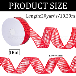 DIYクラフト用ポリエステルリボン  レッド  1-3/8インチ（36mm）  約20.00ヤード（18.29m）/ロール&nbsp;OCOR-WH20020-31D
