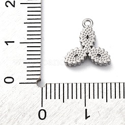304ステンレススチールキュービックジルコニアペンダント  透明  11.5x10.5x2.5mm  穴：1.2mm&nbsp;STAS-R141-03P-04