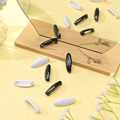プラスチック楕円形ブローチピン8個。  スカーフヒジャブラペルピンバックル女性ヘアドレッシングアクセサリー  ブラック  36x13.5x9mm&nbsp;JEWB-WH0023-51P-01